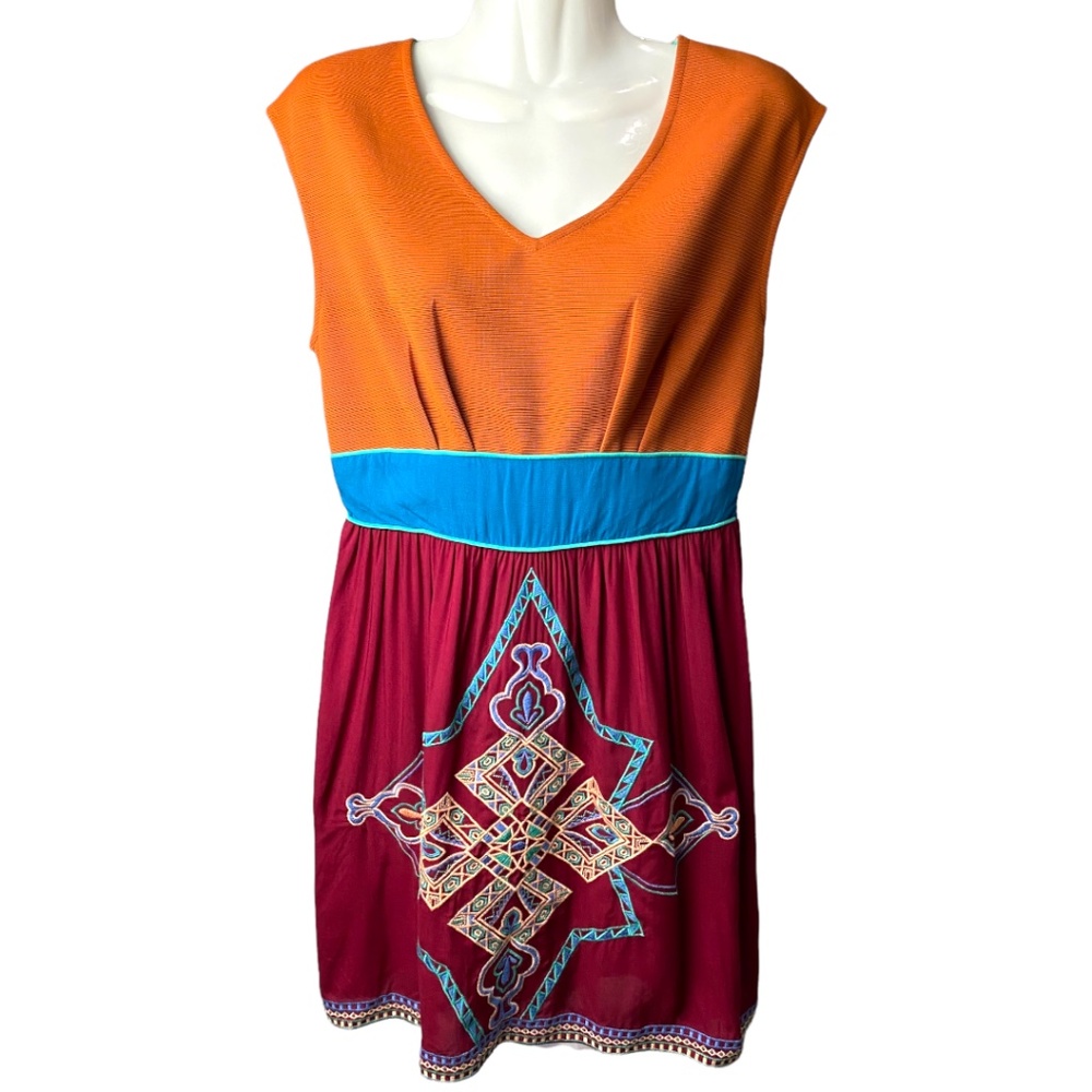 Flying Tomato | Colorful Aztec Embroidered Dress | Size Large